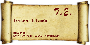 Tombor Elemér névjegykártya
